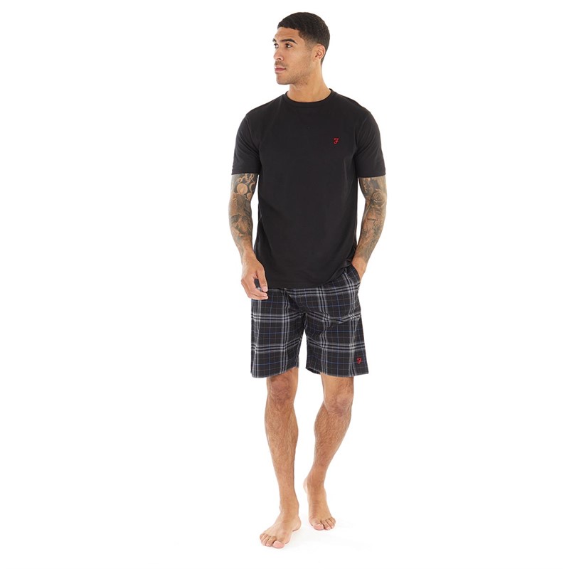 Farah Mens Zacka Lounge Set Black/Black Check