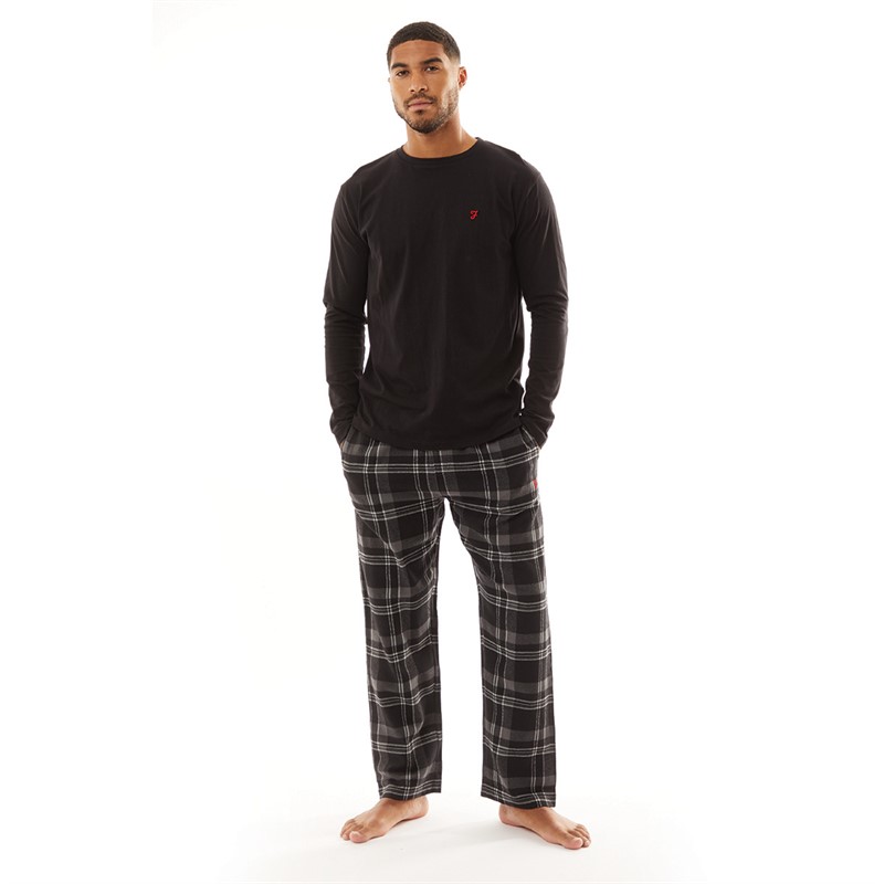 Farah Mens Steeni Lounge Set Black/Black Check