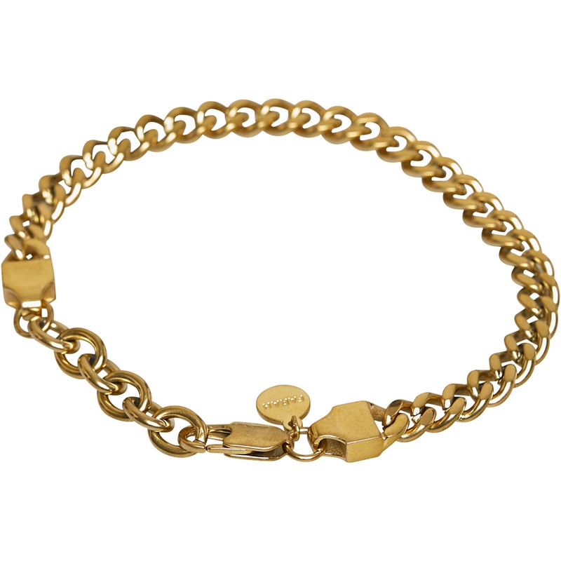 Farah Mens Burnished Flat Curb Bracelet Pale Gold