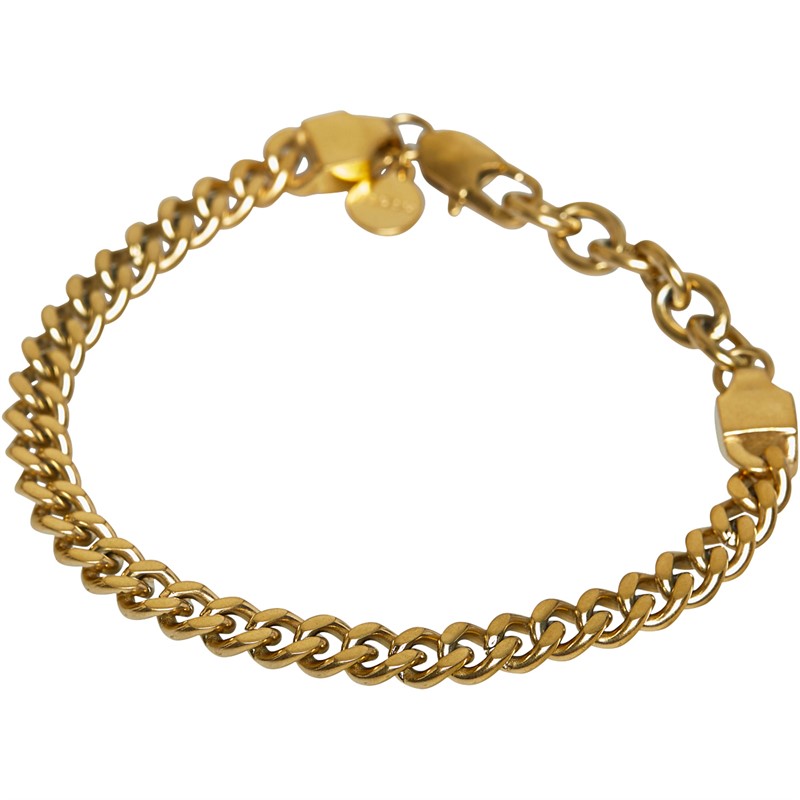 Farah Mens Burnished Flat Curb Bracelet Pale Gold