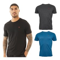 Farah Mens Ryman Three Pack T-Shirts Navy/Steel Blue/Charcoal Marl