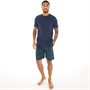 Farah Mens Zacka T-Shirt And Shorts Lounge Set Navy/Dark Green/Navy/Black/Blue Check