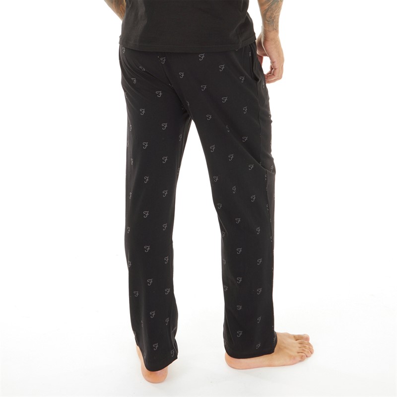 Farah Mens Renton Jersey Lounge Pants Black