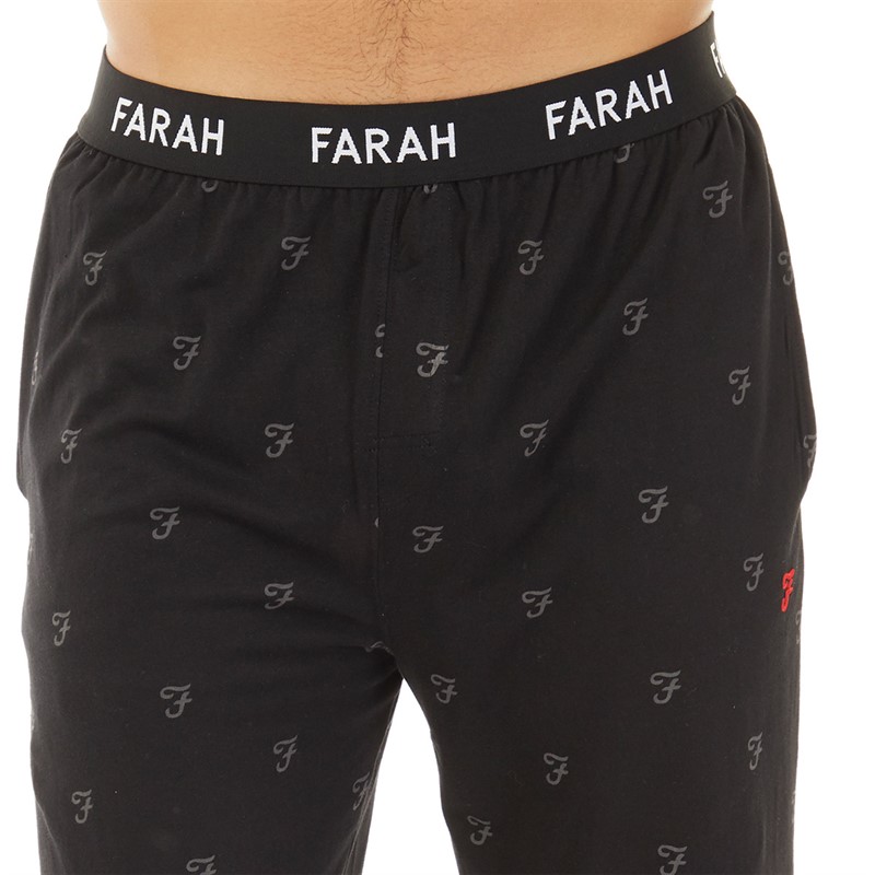 Farah Mens Renton Jersey Lounge Pants Black