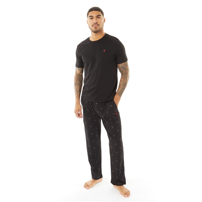 Farah Mens Renton Jersey Lounge Pants Black