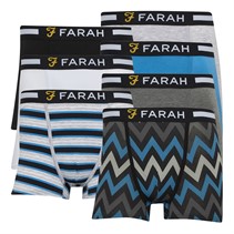 Farah Mens Trazer Seven Pack Boxers Black/Grey Stripes/Charcoal Marl/Blue/White/Black AOP/Grey Marl