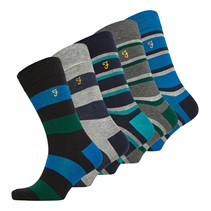 Farah Mens Travine Five Pack Dress Socks Assorted