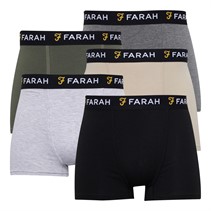 Farah Mens Nelci Five Pack Boxers Black/Khaki/Grey Marl/Stone/Charcoal Marl