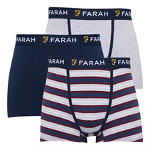 Farah Mens Keddon Three Pack Boxers Navy Stripes/Navy/Grey Marl