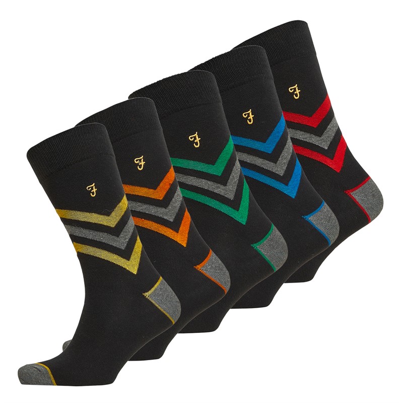 Farah Mens Olnez Five Pack Dress Socks Black