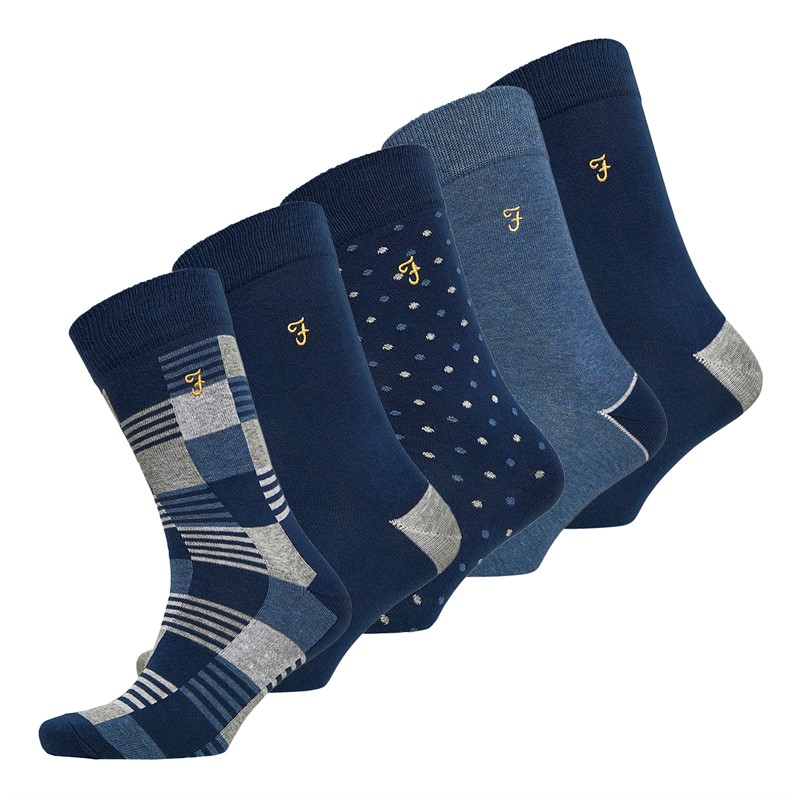 Buy Farah Mens Lozen Five Pack Dress Socks Assorted