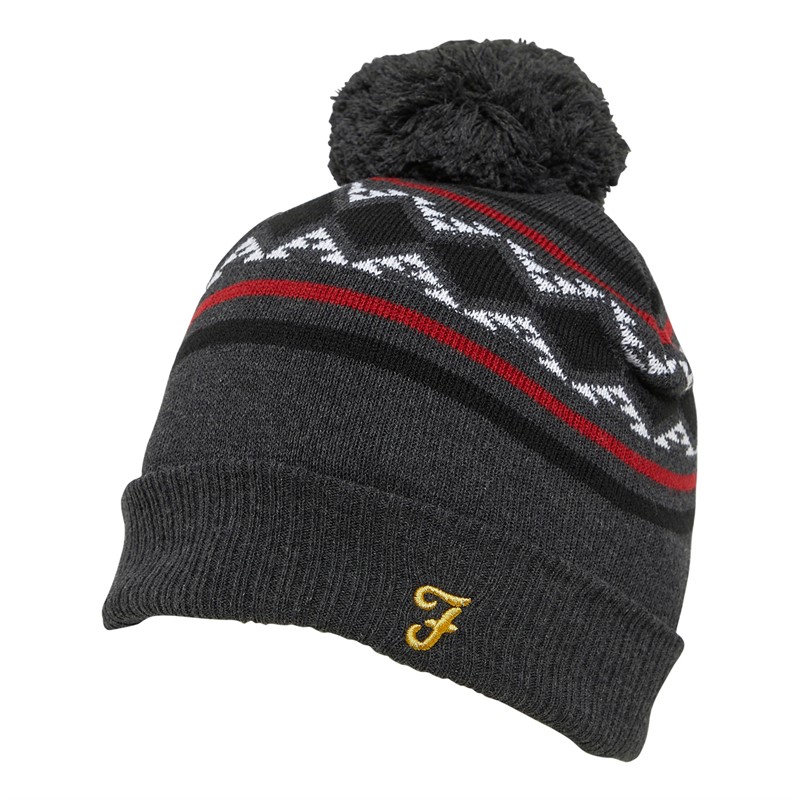 Farah Mens Paddos Bobble Beanie Charcoal Marl