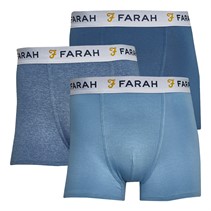 Farah Mens Oswal Three Pack Boxers Powder Blue/Denim Blue/Cold Metal