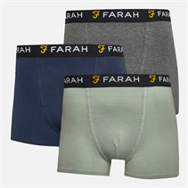 Farah Mens Tronte Three Pack Boxers Navy/Charcoal Marl/Grove Green