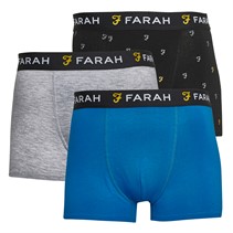 Farah Mens Cree Three Pack Boxers Black AOP/Azure Blue/Grey Marl