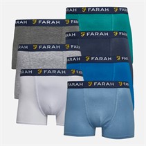 Farah Mens Chander Seven Pack Boxers Navy/Mallard Green/Azure Blue/Grey Marl/Powder Blue/Charcoal Marl/White