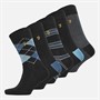 Farah Mens Cravis Five Pack Dress Socks Black/Stripes