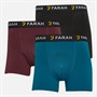 Farah Mens Tarren Three Pack Boxers Black/Bordeaux/Croft Green