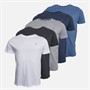 Farah Mens Erving Five Pack T-Shirts Navy Marl/Grey Marl/Denim Marl/White/Charcoal Marl