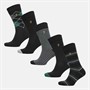 Farah Mens Kibor Five Pack Dress Socks Black/Jacquard Patterns/Stripes