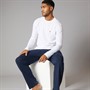 Farah Mens Gruffydd Long Sleeve T-Shirt And Pants Lounge Set White/Navy