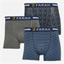 Farah Mens Abrea Three Pack Boxers Navy AOP/Charcoal Marl/Navy Yarn Dyed Stripes