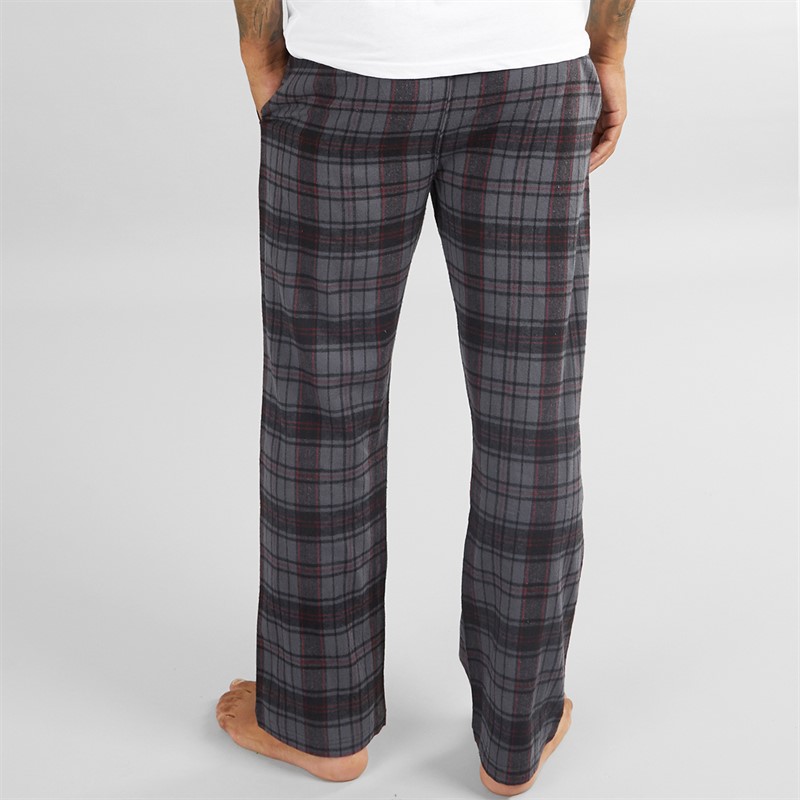 Farah Mens Dutra Check Flannel Lounge Pants Dark Grey/Black/Burgundy Check