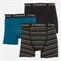 Farah Mens Aguilar Three Pack Boxers Black Yarn Dyed Stripes/Black/Croft Green