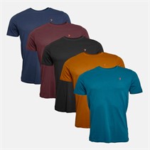 Farah Mens Brunson Five Pack T-Shirts Black/Bordeaux/Croft Green/Burnt Ochre/Navy