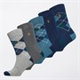 Farah Mens Surmi Five Pack Dress Socks Mixed/Jacquard Patterns/Stripes