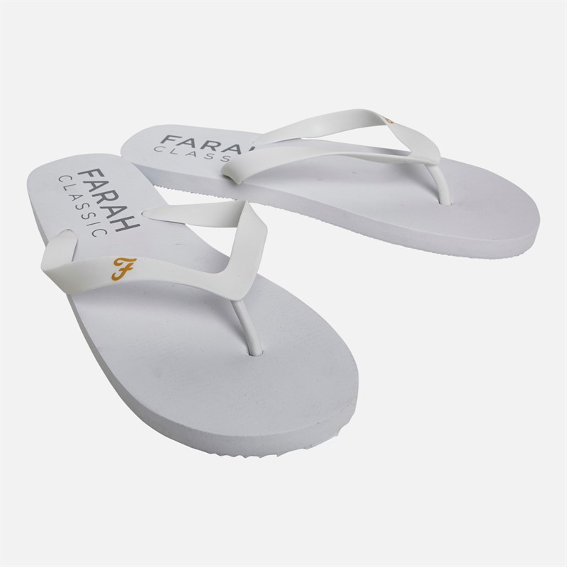 Farah Mens Shore Flip Flops White - Size 11