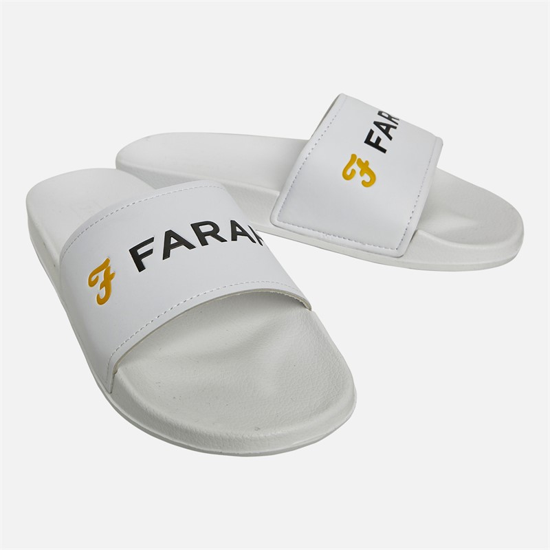 Farah Mens Graford Sliders White - Size 7