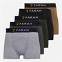 Farah Mens Carmi Five Pack Boxers Evergreen/Black/Grey Marl/Charcoal/Beige