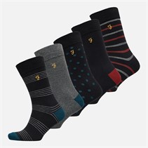 Farah Mens Taft Five Pack Dress Socks Mixed