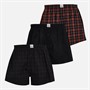 Farah Mens Aleeta Three Pack Woven Boxer Shorts Black/Red Micro Check/Black/White Red Black Check