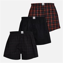 Farah Mens Aleeta Three Pack Woven Boxer Shorts Black/Red Micro Check/Black/White Red Black Check