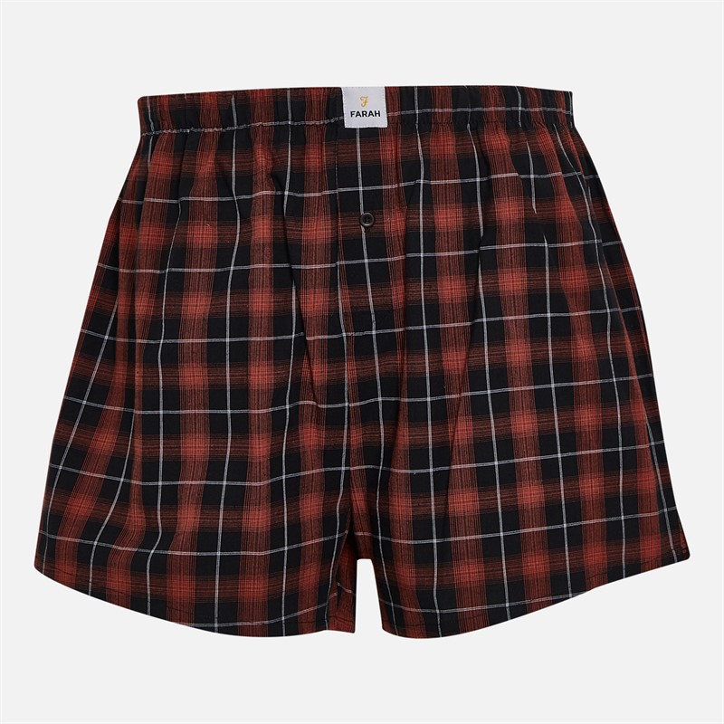 Farah Mens Aleeta Three Pack Woven Boxer Shorts Black/Red Micro Check/Black/White Red Black Check