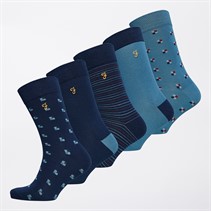 Farah Mens Mayren Five Pack Dress Socks Mixed
