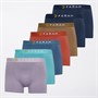 Farah Mens Dostie Seven Pack Boxer Shorts Navy/Sea Blue/Coral Reef/Navy/Dusky Lavender/Beige/Blue Tide