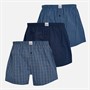 Farah Mens Mofty Three Pack Woven Boxer Shorts Navy Blue White Check/Navy/Navy Blue White Stripe
