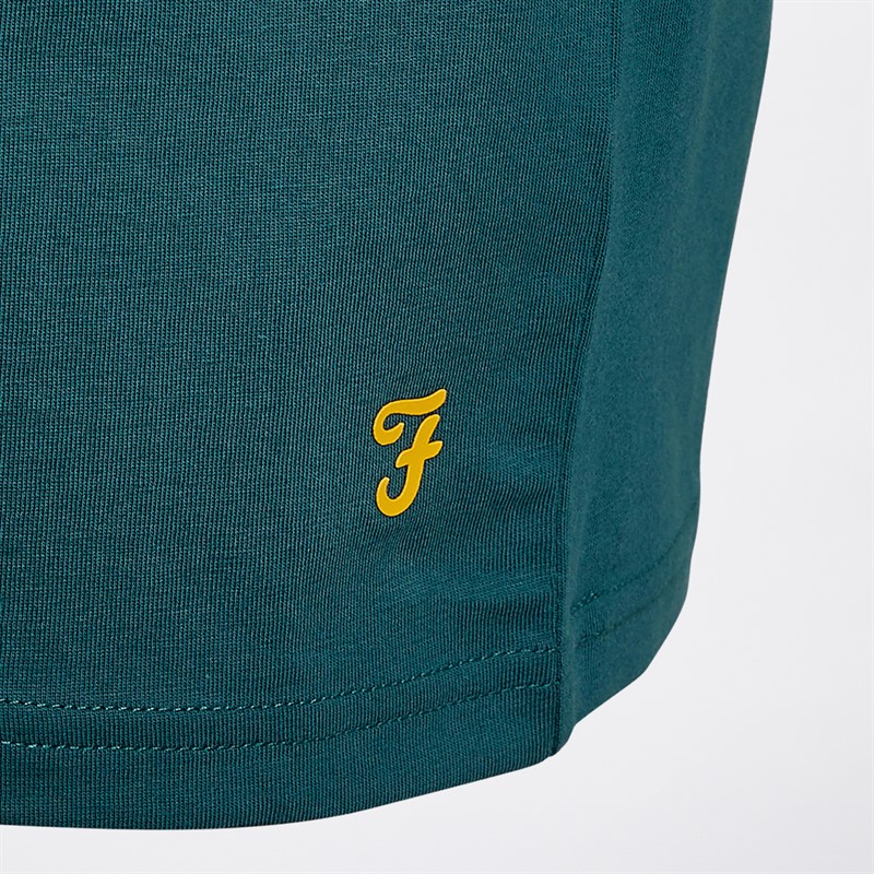 Farah Mens Bossett Three Pack T-Shirts Teal/White/Black