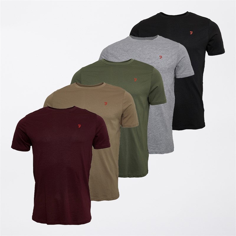 Farah Mens Wardlow Five Pack T-Shirts Assorted