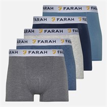 Farah Mens Orden Five Pack Boxer Shorts Denim/Blue/Navy/Charcoal Marl/Ecru Marl