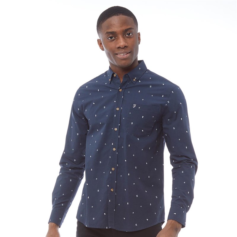 Buy FARAH Mens Tamara Long Sleeve Shirt Dark Navy