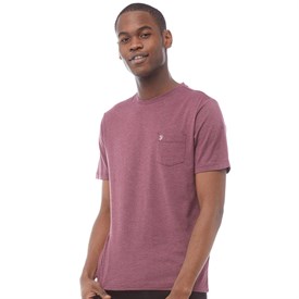 Farah Heren Levine T Shirt Gemeleerd Bordeauxrood farah kopen in de aanbieding