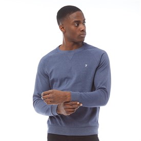 Farah Heren Stour Sweater Gemeleerd Blauw farah kopen in de aanbieding