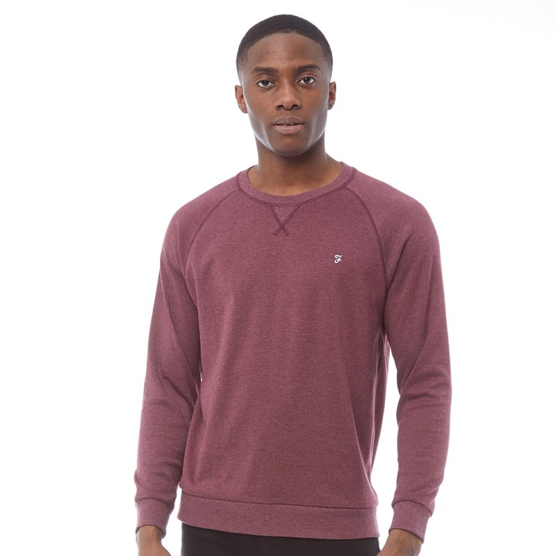 Buy FARAH Mens Stour Crew Neck Sweat Bordeaux Twist