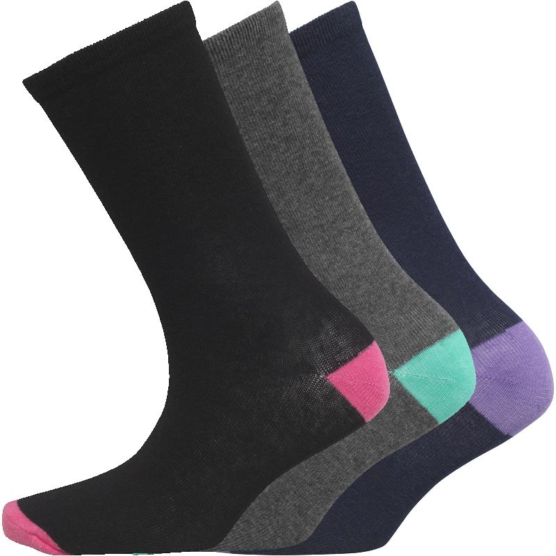 Image of Fruitcake Womens Contrast Heel & Toe Three Pack Socks Blue