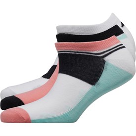 Image of Fruitcake Womens Three Pack Printed Trainer Liner Socks Black Spot/Pink Multi/Blue Multi