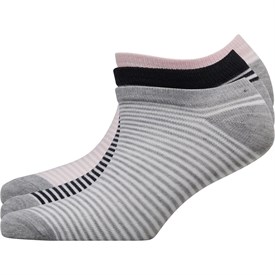 Image of Fruitcake Womens Three Pack Striped Trainer Liner Socks Pink Stripe/Grey Stripe/Black Stripe